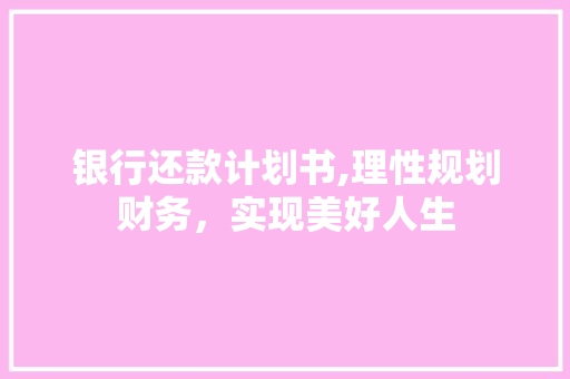 银行还款计划书,理性规划财务，实现美好人生