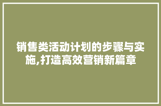 销售类活动计划的步骤与实施,打造高效营销新篇章