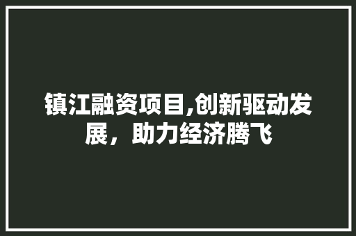 镇江融资项目,创新驱动发展，助力经济腾飞