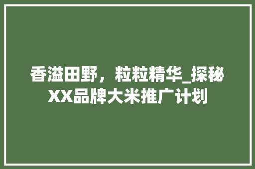 香溢田野，粒粒精华_探秘XX品牌大米推广计划
