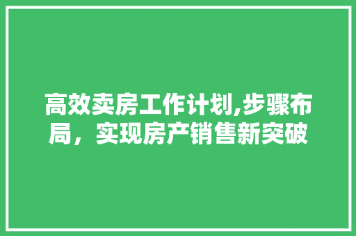 高效卖房工作计划,步骤布局，实现房产销售新突破