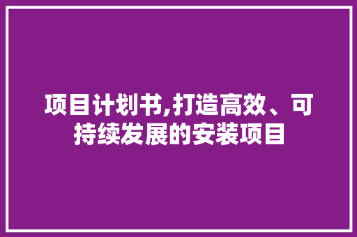项目计划书,打造高效、可持续发展的安装项目