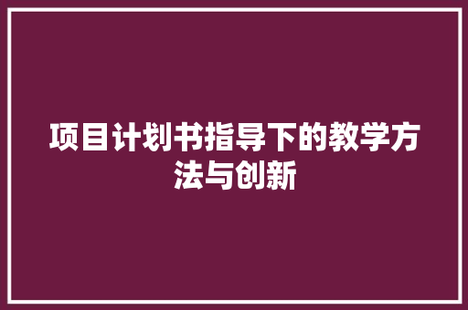 项目计划书指导下的教学方法与创新