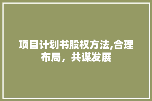 项目计划书股权方法,合理布局，共谋发展