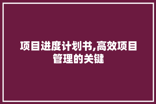 项目进度计划书,高效项目管理的关键