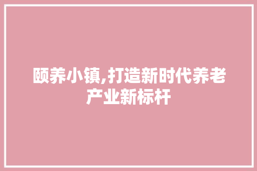 颐养小镇,打造新时代养老产业新标杆