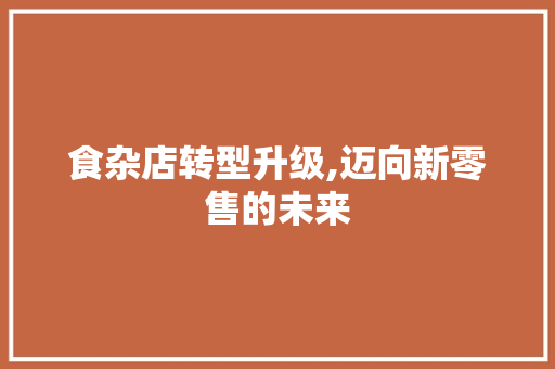 食杂店转型升级,迈向新零售的未来