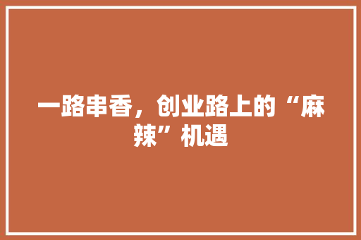 一路串香，创业路上的“麻辣”机遇