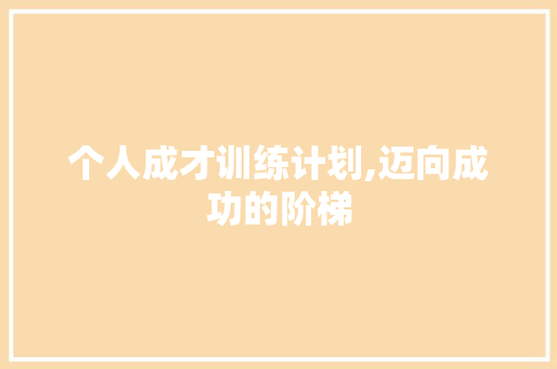 个人成才训练计划,迈向成功的阶梯