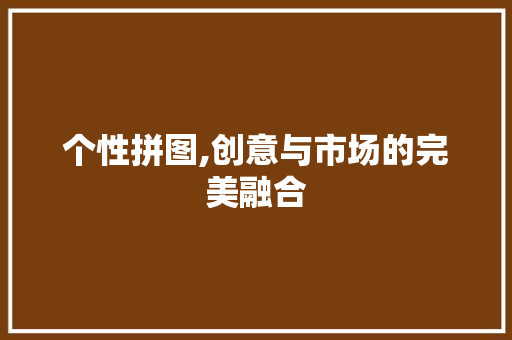 个性拼图,创意与市场的完美融合