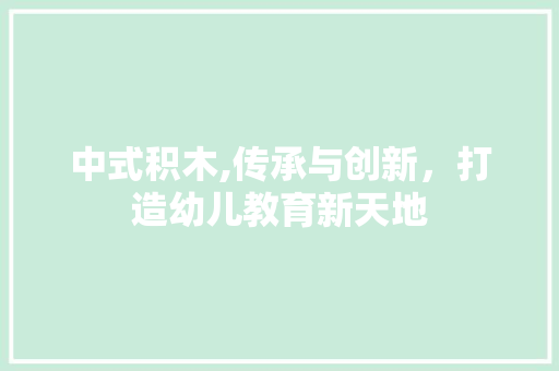 中式积木,传承与创新，打造幼儿教育新天地