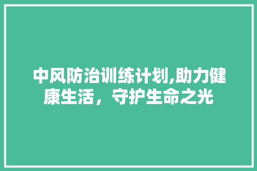 中风防治训练计划,助力健康生活，守护生命之光