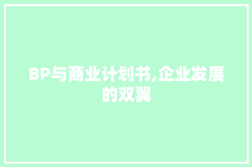 BP与商业计划书,企业发展的双翼