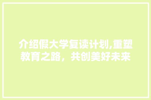 介绍假大学复读计划,重塑教育之路，共创美好未来