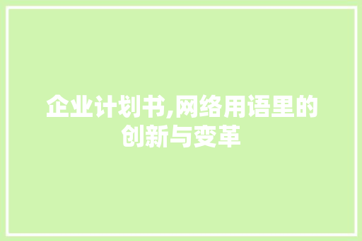 企业计划书,网络用语里的创新与变革