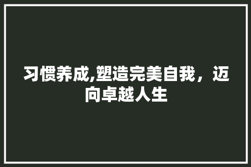 习惯养成,塑造完美自我，迈向卓越人生