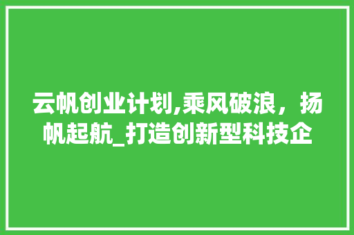 云帆创业计划,乘风破浪，扬帆起航_打造创新型科技企业的宏伟蓝图
