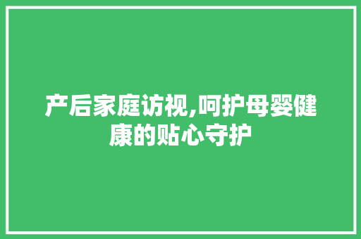 产后家庭访视,呵护母婴健康的贴心守护