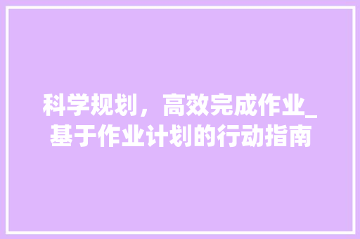 科学规划，高效完成作业_基于作业计划的行动指南
