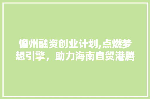 儋州融资创业计划,点燃梦想引擎，助力海南自贸港腾飞