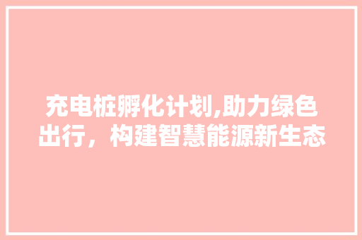 充电桩孵化计划,助力绿色出行，构建智慧能源新生态