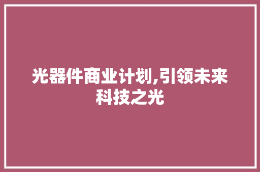 光器件商业计划,引领未来科技之光