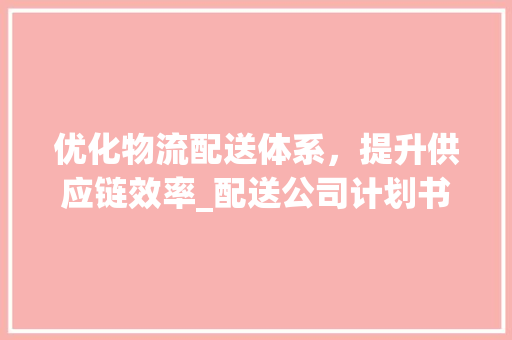 优化物流配送体系，提升供应链效率_配送公司计划书
