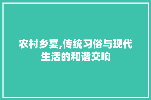 农村乡宴,传统习俗与现代生活的和谐交响