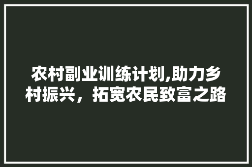 农村副业训练计划,助力乡村振兴，拓宽农民致富之路 生活类