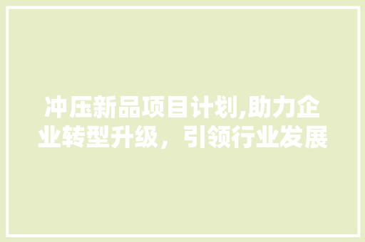 冲压新品项目计划,助力企业转型升级，引领行业发展新篇章