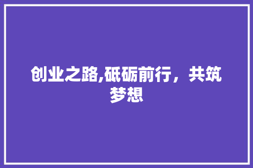 创业之路,砥砺前行，共筑梦想