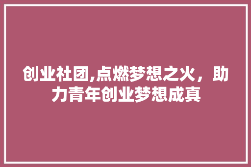创业社团,点燃梦想之火，助力青年创业梦想成真