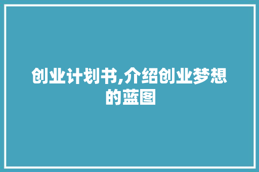 创业计划书,介绍创业梦想的蓝图