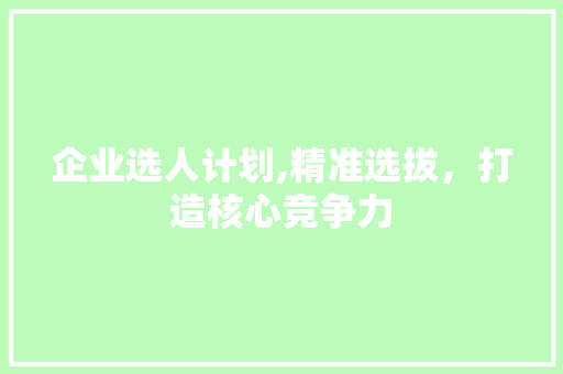 企业选人计划,精准选拔，打造核心竞争力