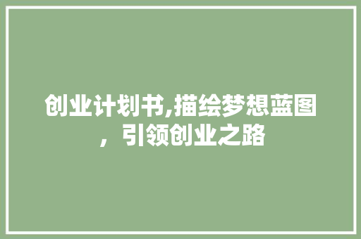 创业计划书,描绘梦想蓝图，引领创业之路