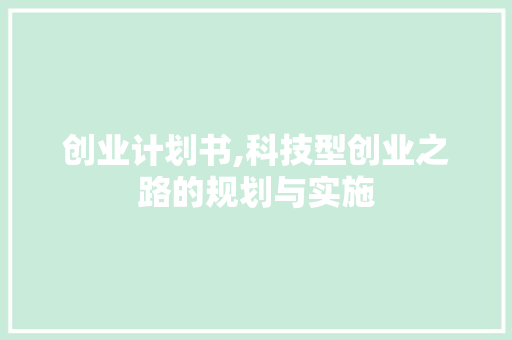 创业计划书,科技型创业之路的规划与实施