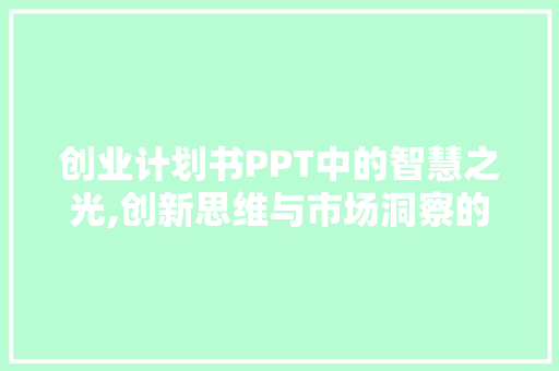 创业计划书PPT中的智慧之光,创新思维与市场洞察的完美融合