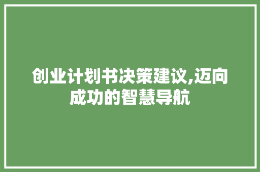 创业计划书决策建议,迈向成功的智慧导航