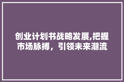 创业计划书战略发展,把握市场脉搏，引领未来潮流