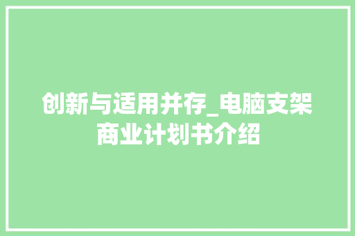 创新与适用并存_电脑支架商业计划书介绍