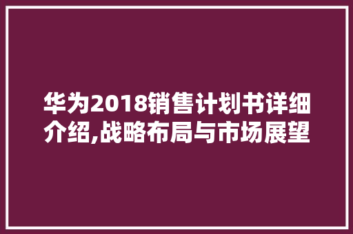 华为2018销售计划书详细介绍,战略布局与市场展望