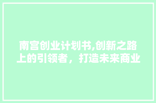 南宫创业计划书,创新之路上的引领者，打造未来商业新生态