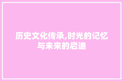 历史文化传承,时光的记忆与未来的启迪