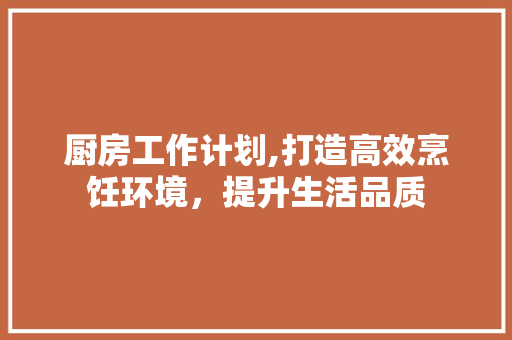 厨房工作计划,打造高效烹饪环境，提升生活品质