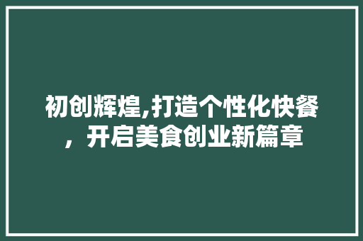 初创辉煌,打造个性化快餐，开启美食创业新篇章