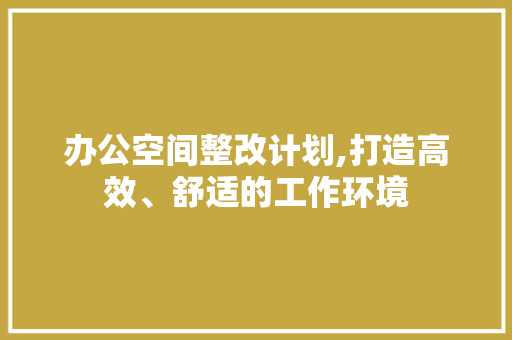 办公空间整改计划,打造高效、舒适的工作环境