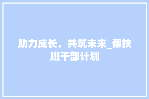 助力成长，共筑未来_帮扶班干部计划