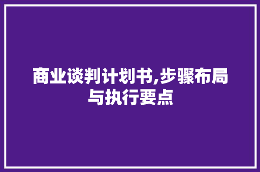 商业谈判计划书,步骤布局与执行要点