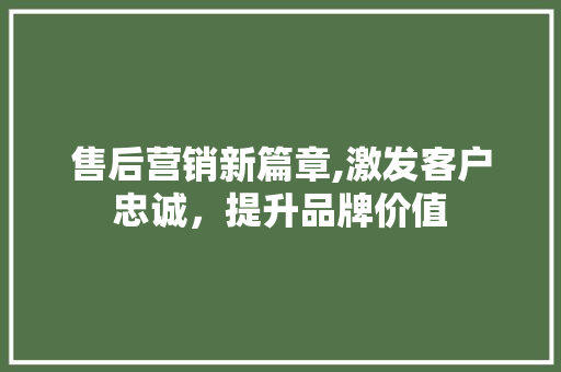售后营销新篇章,激发客户忠诚，提升品牌价值