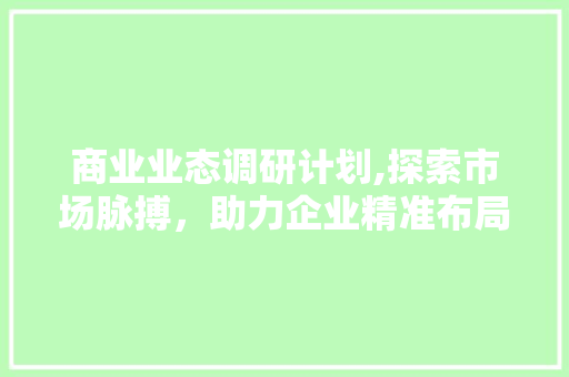 商业业态调研计划,探索市场脉搏，助力企业精准布局